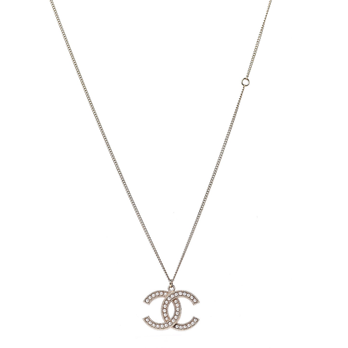 Pearl CC Pendant Necklace Gold