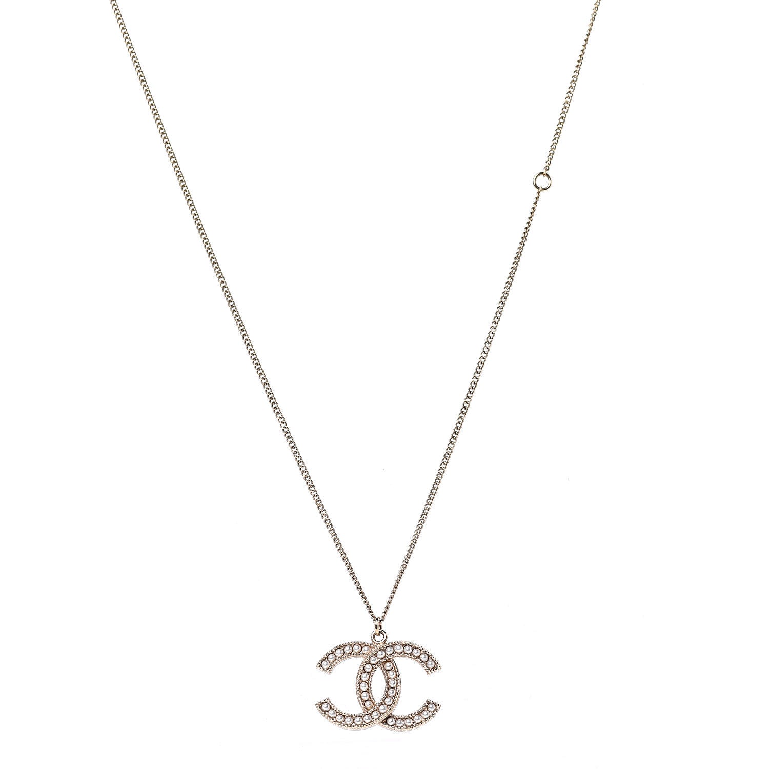 Chanel Pearl CC Pendant Necklace Gold 1 of 5