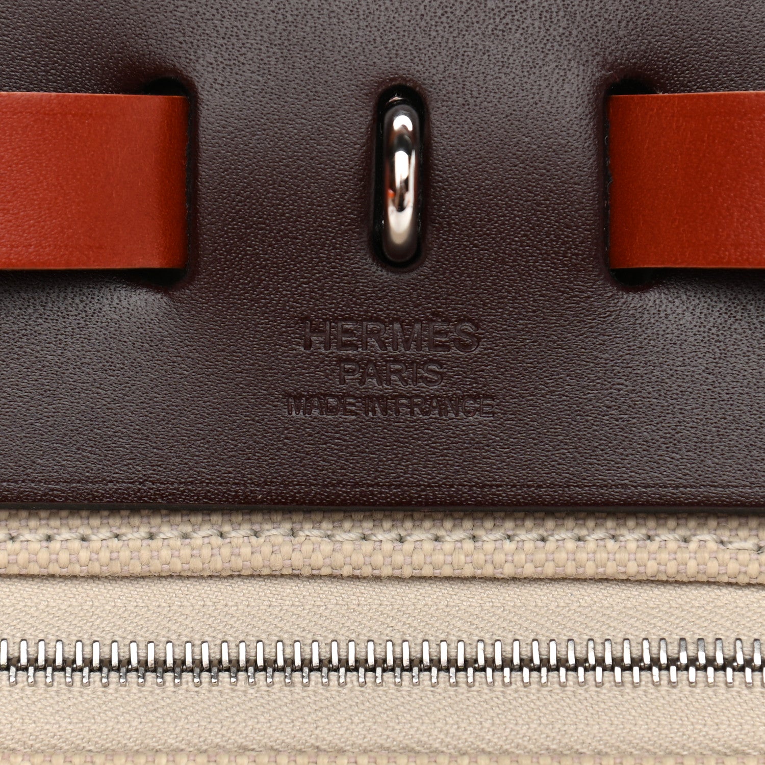 Hermes Military Toile Vache Hunter Herbag Zip Retourne 31 PM Beton Fauve Rouge Sellier Cuivre 7 of 12