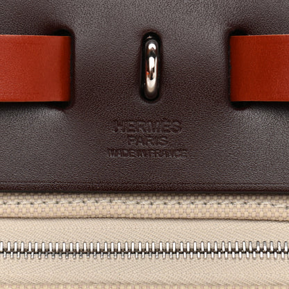 Hermes Military Toile Vache Hunter Herbag Zip Retourne 31 PM Beton Fauve Rouge Sellier Cuivre 7 of 12