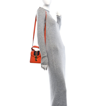 Gucci Vitello Fontanella Web Mini Sylvie Top Handle Bag Orange 2 of 12