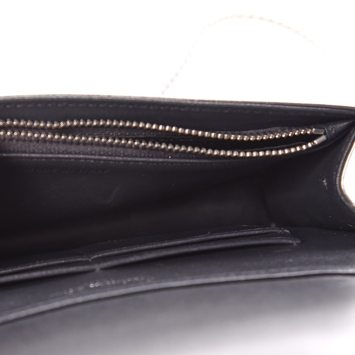 Metallic Patent Micro-Cannage Diorama Wallet on Chain Pouch Silver