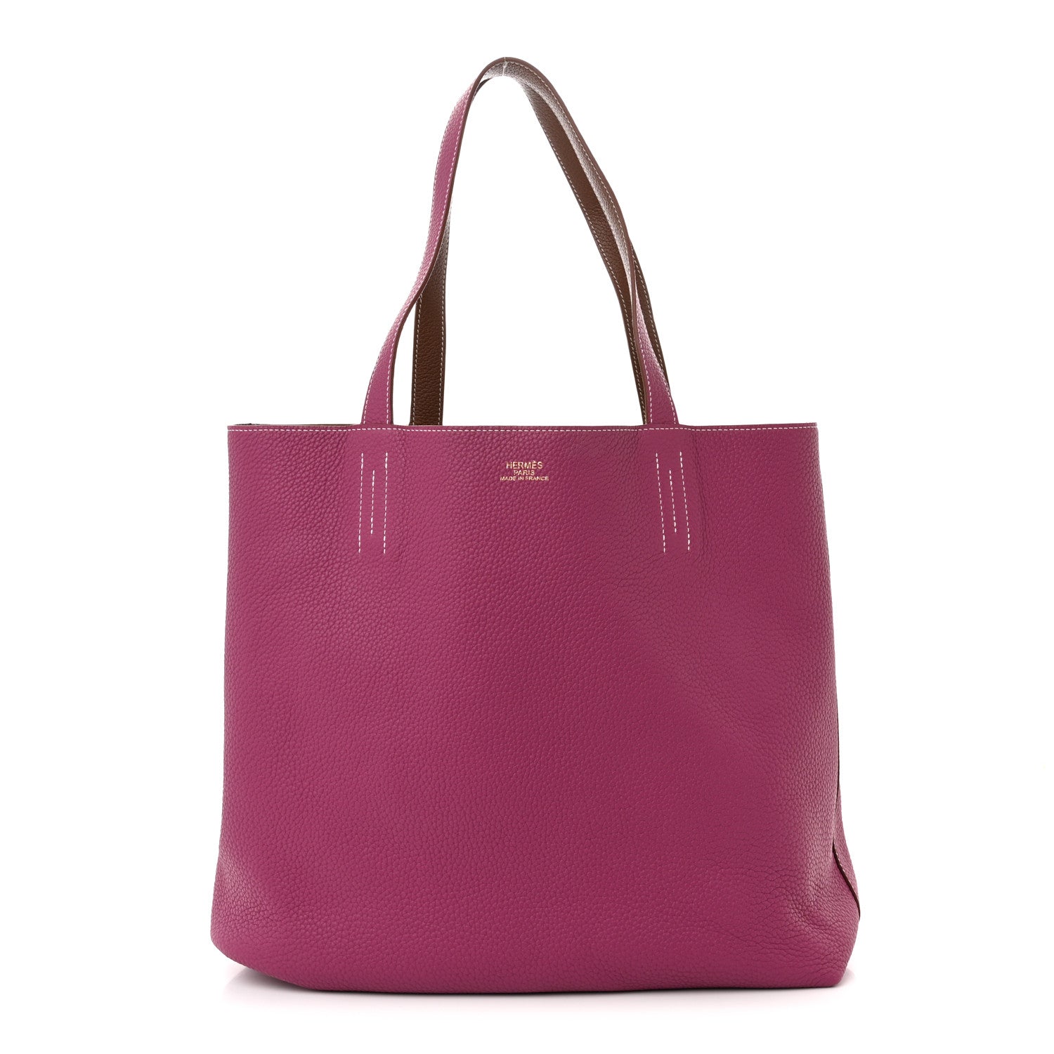 Hermes Taurillon Clemence Double Sens 45 Reversible Tote Marron D'Inde Tosca 1 of 16