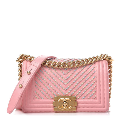 Chanel Calfskin Chevron Embroidered Small Boy Flap Pink 1 of 11