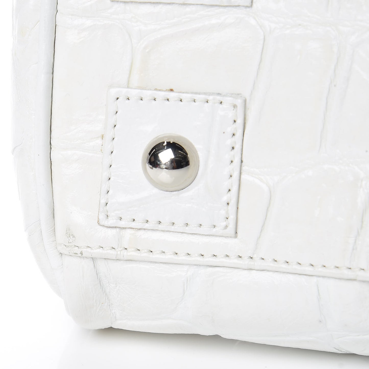 Calfskin Crocodile Embossed Bayswater White