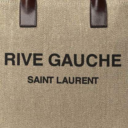 Saint Laurent Linen Calfskin Rive Gauche North South Tote Natural 8 of 10