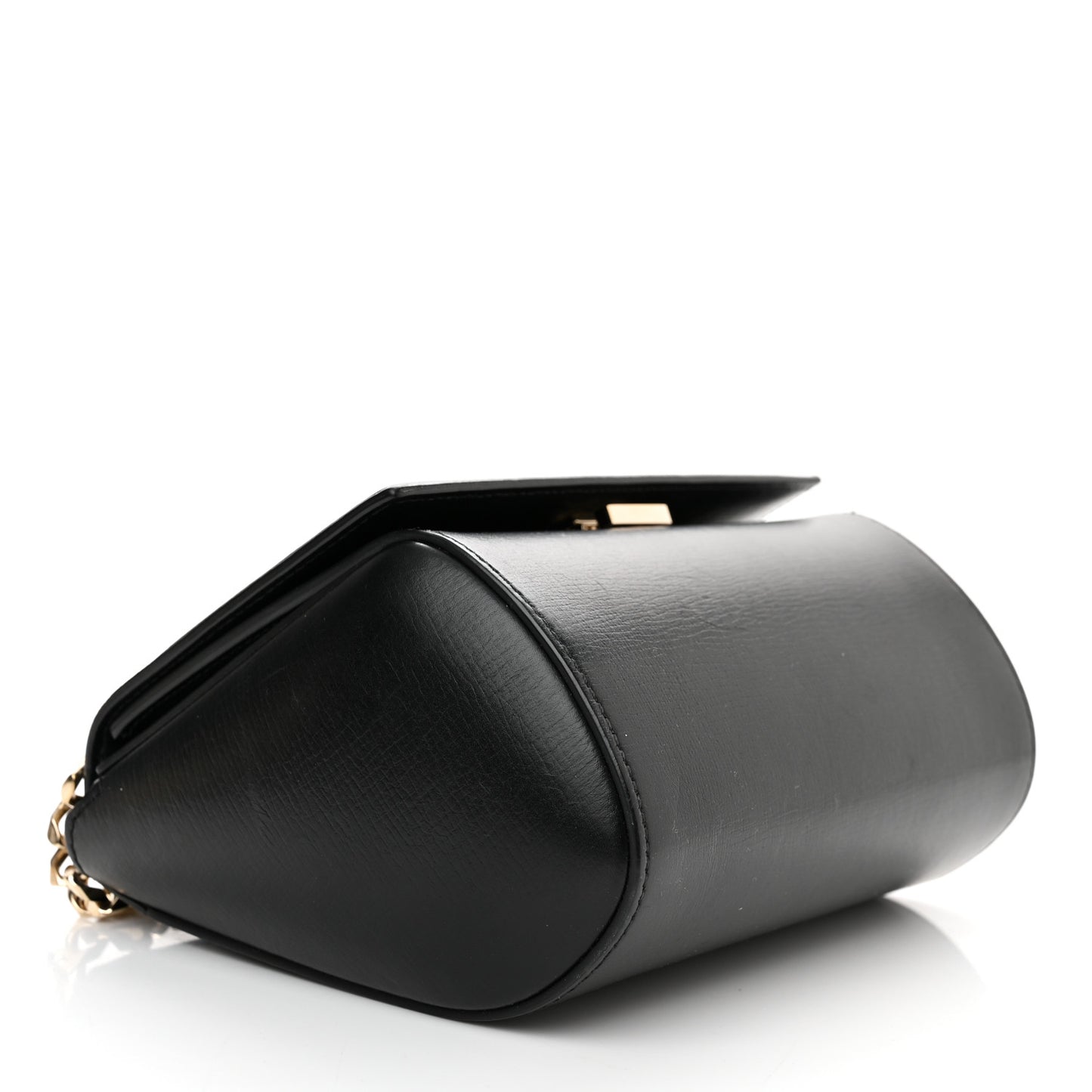 Textured Calfskin Mini Pandora Box Chain Crossbody Bag Black