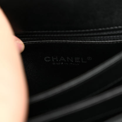 Chanel Calfskin Sheepskin Watersnake Chevron Quilted CC Small Trendy CC Dual Handle Flap Bag Black 16 of 28
