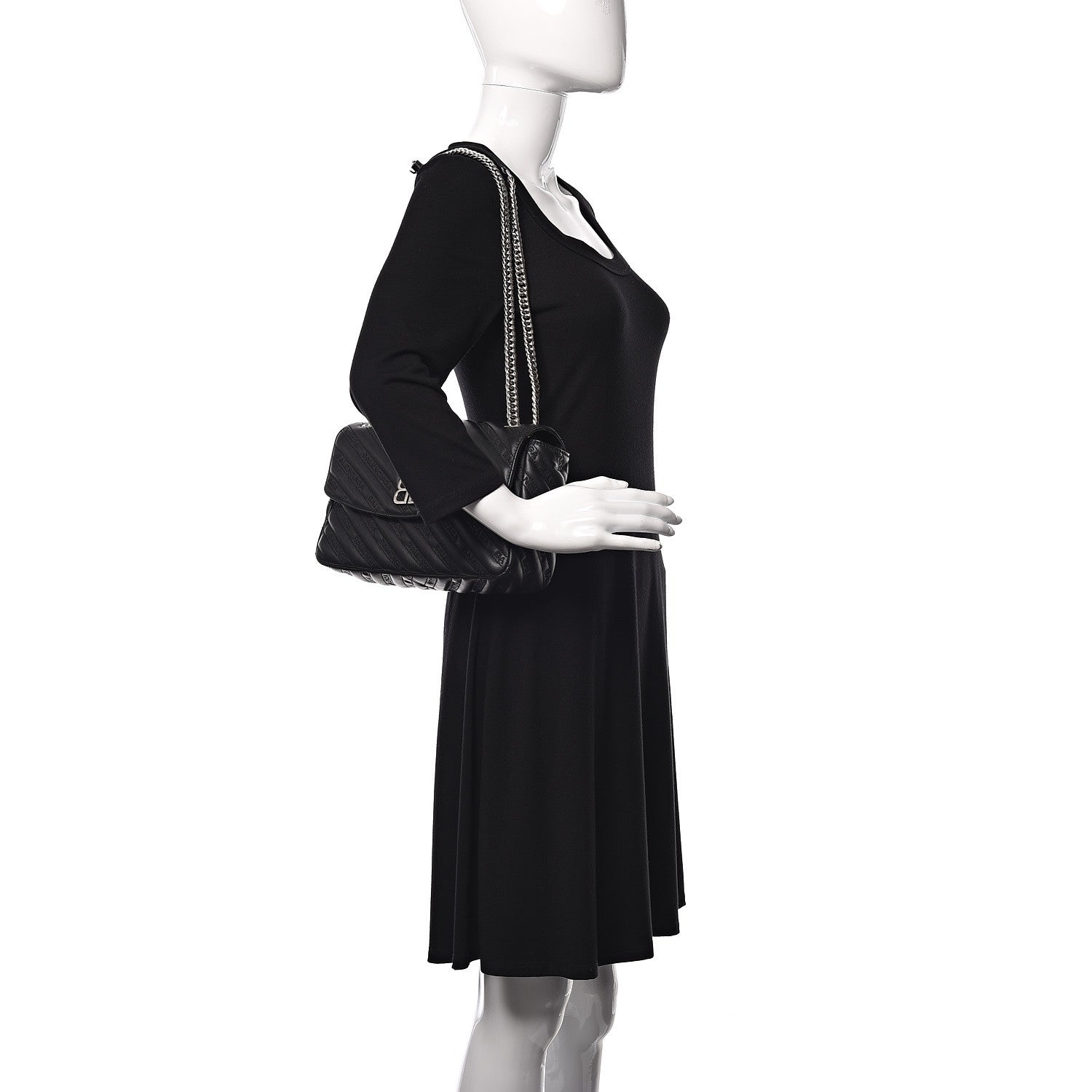 Balenciaga Calfskin Logo Matelasse M BB Chain Shoulder Bag Black 2 of 10