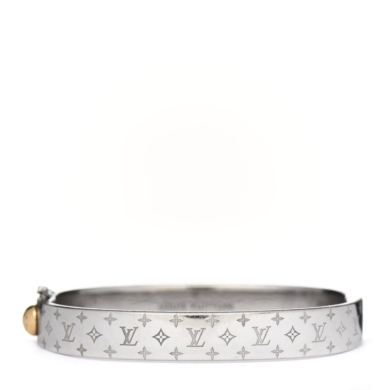 Louis Vuitton Brass Palladium Plated Nanogram Cuff M Silver 1 of 6
