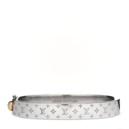 Louis Vuitton Brass Palladium Plated Nanogram Cuff M Silver 1 of 6