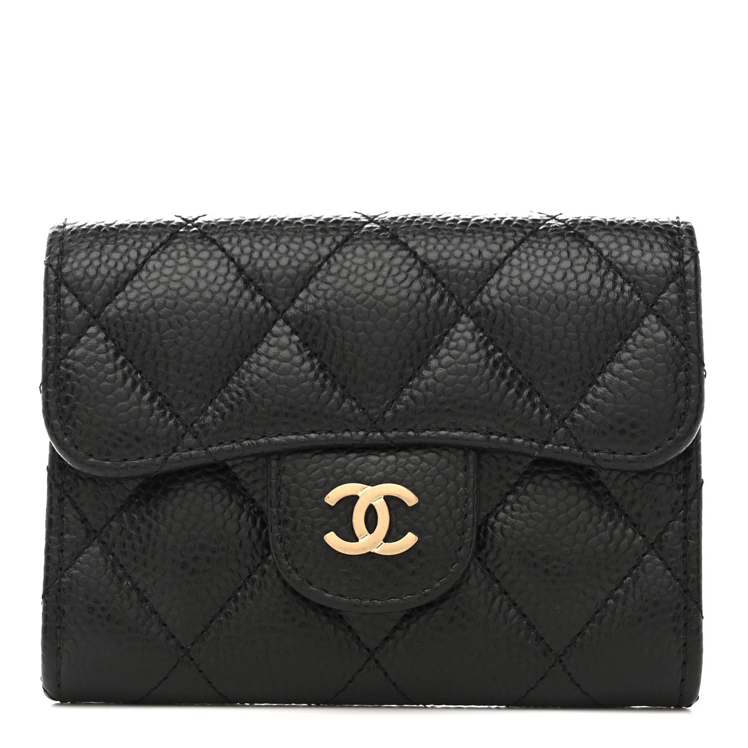 Chanel Caviar Quilted Flap Card Holder Wallet Black 1 of 9