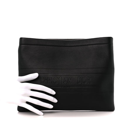 Christian Dior Calfskin Medium Diordouble Zip Pouch Black 2 of 10