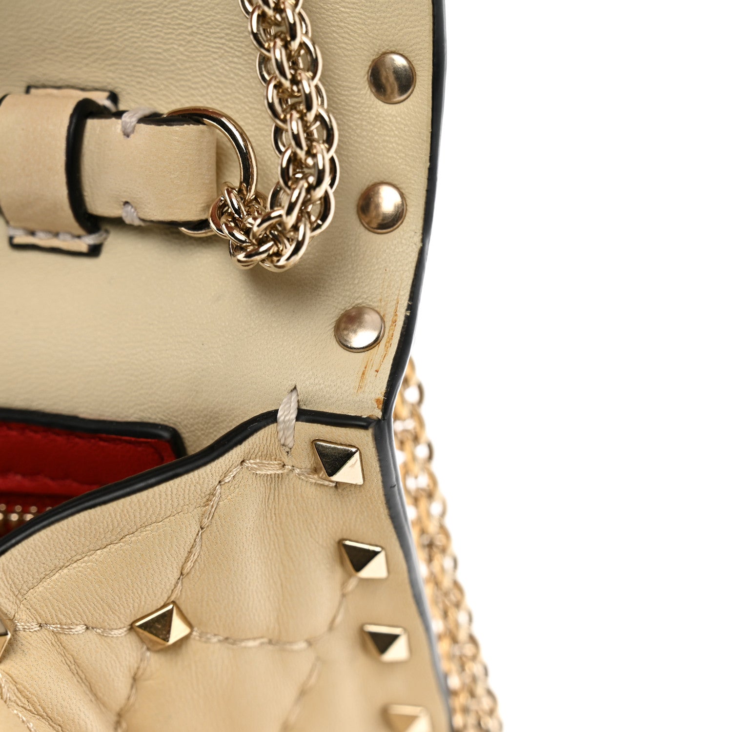 Valentino Garavani Nappa Rockstud Spike Wallet on Chain Light Ivory 7 of 12