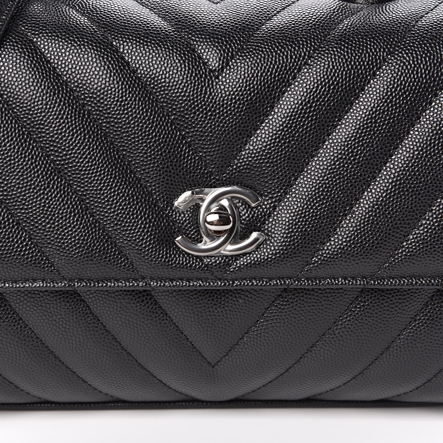 Chanel Caviar Chevron Quilted Mini Coco Handle Flap Black 10 of 11