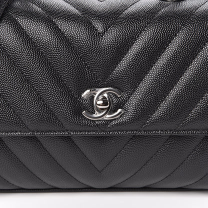 Chanel Caviar Chevron Quilted Mini Coco Handle Flap Black 10 of 11