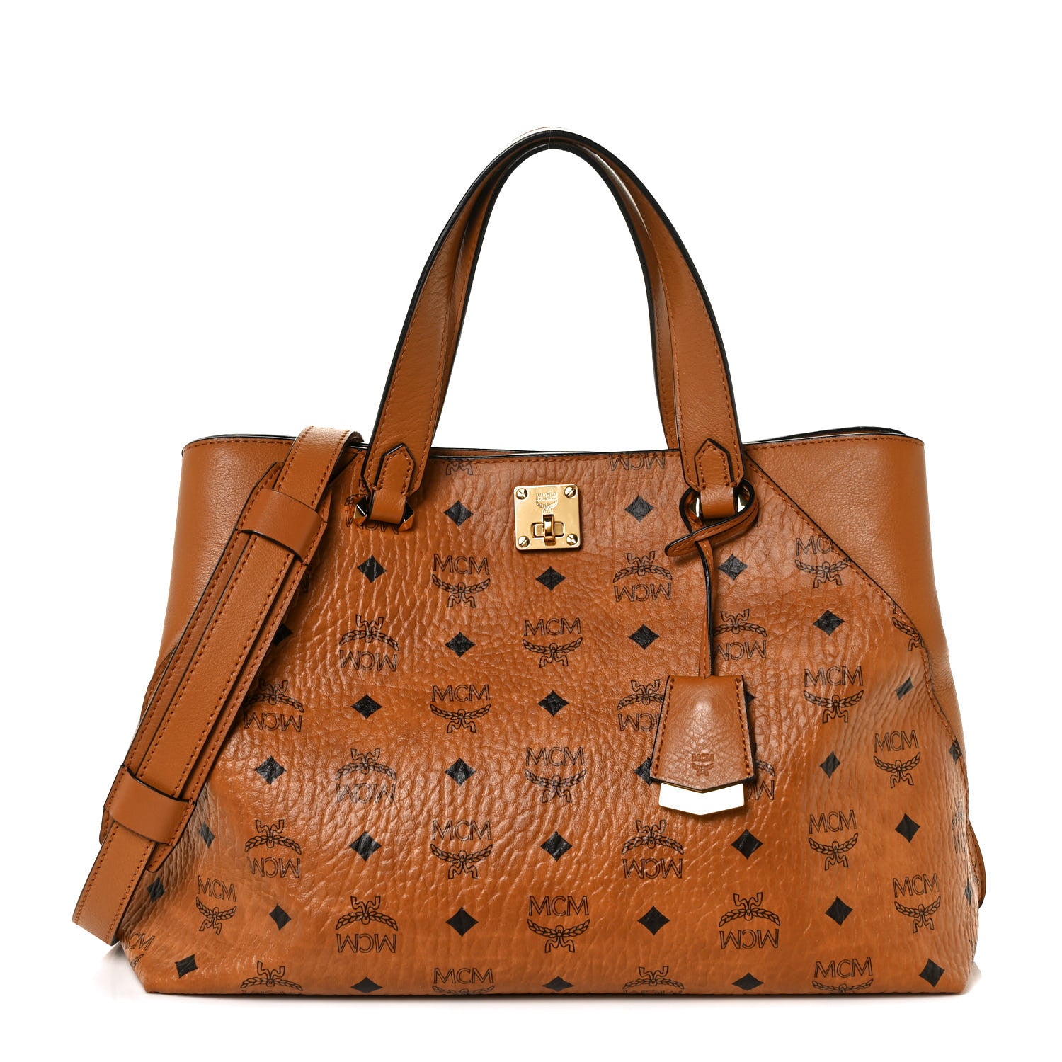 MCM Visetos Large Essential Tote Cognac 1 of 8