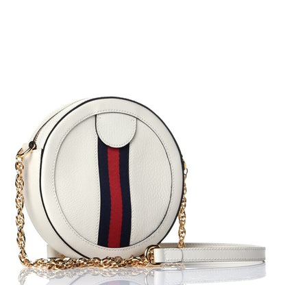 Gucci Textured Calfskin Web Mini Ophidia Round Shoulder Bag Mystic White 3 of 9