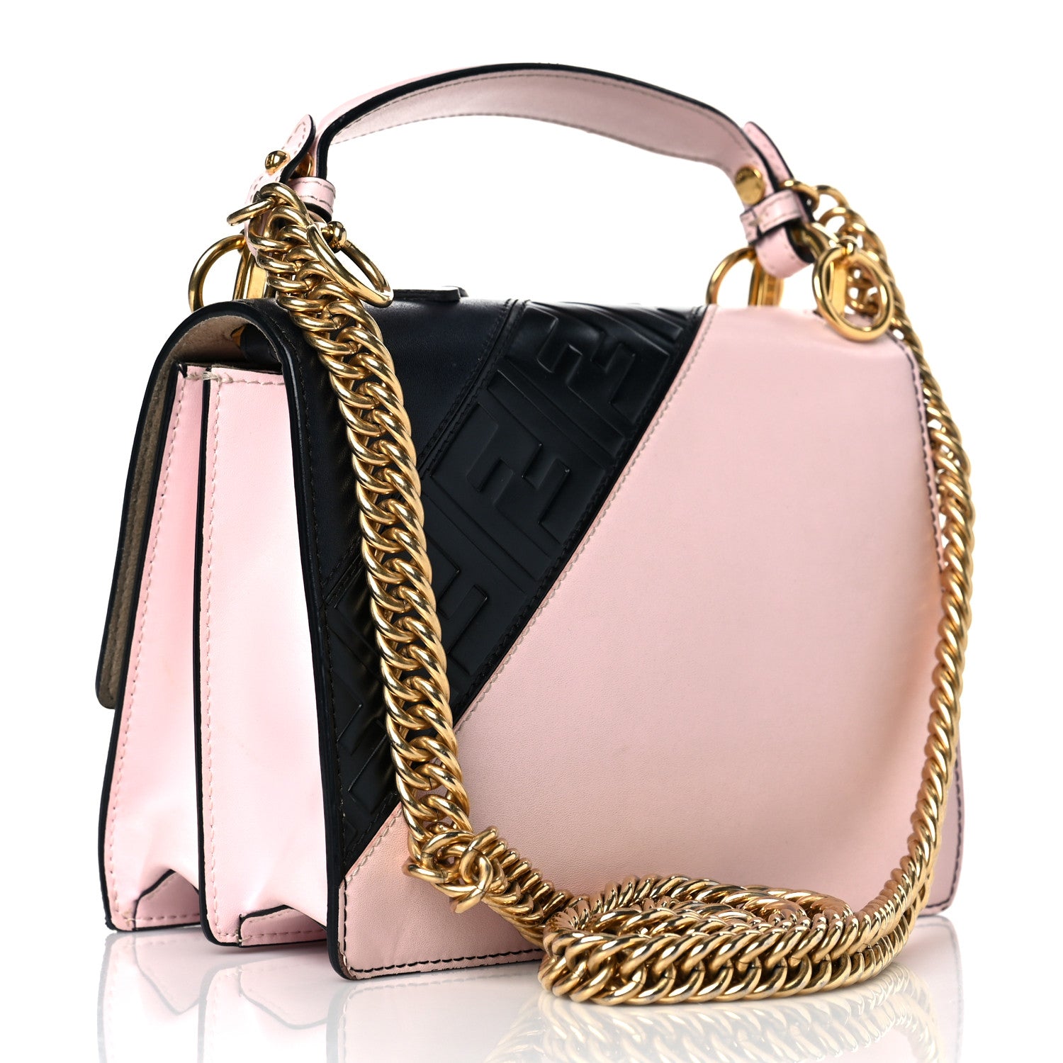 Fendi X FILA Vitello Liberty Mania Bi-Color FF 1974 Embossed Small Kan I Shoulder Bag Black Confetto Multicolor 3 of 10