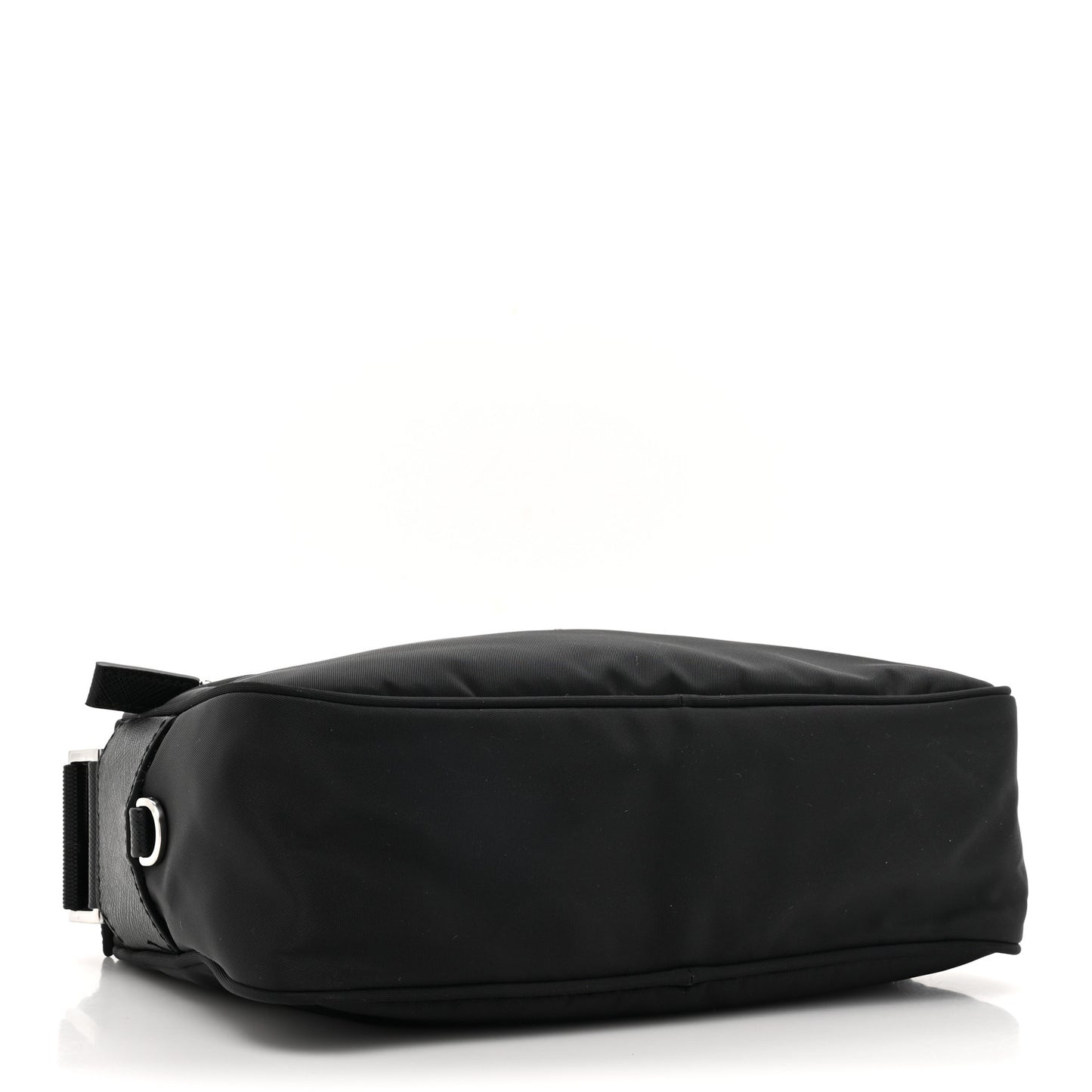 Re-Nylon Vela Saffiano Pocket Double Zip Shoulder Bag Black