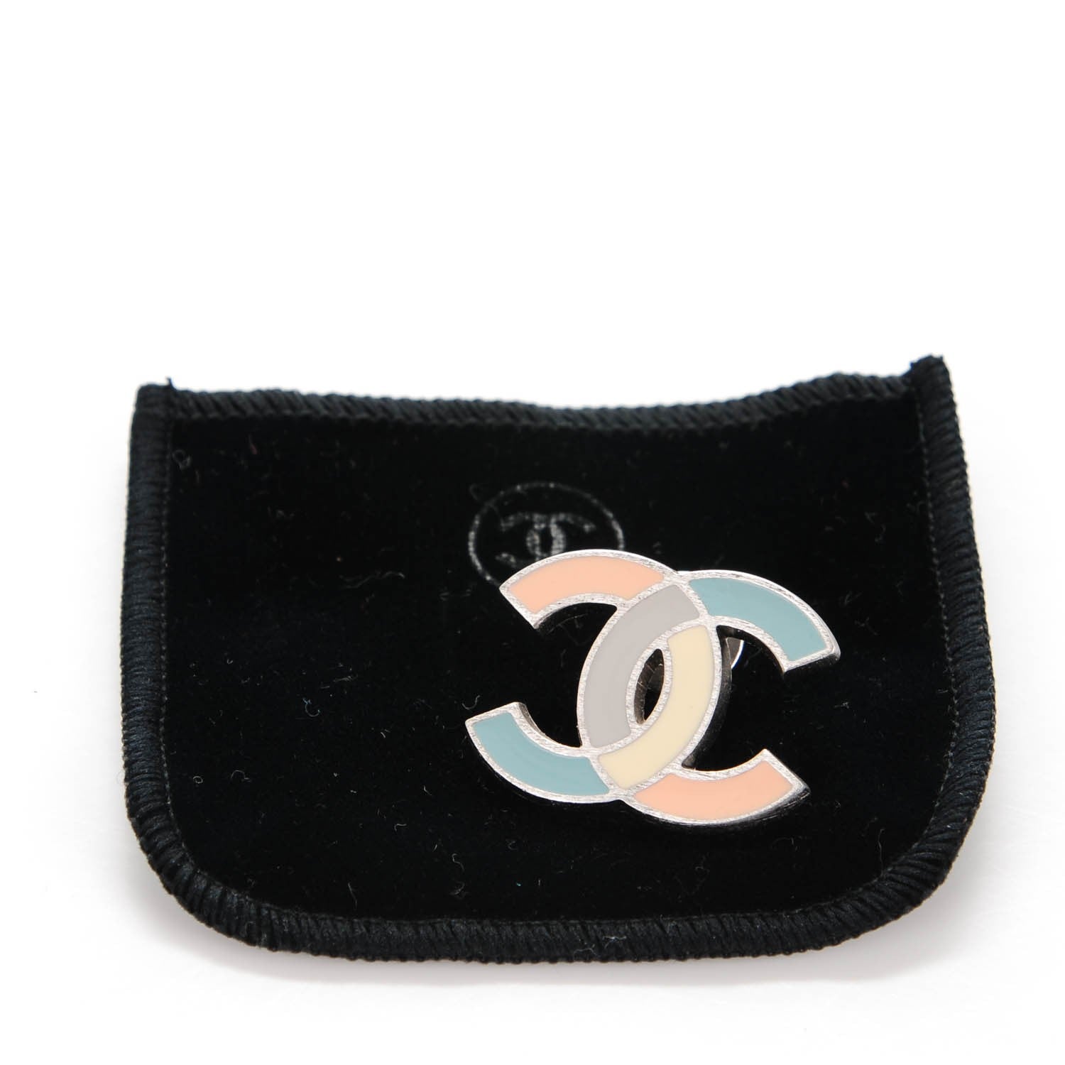 Chanel Enamel CC Brooch Silver Multicolor 3 of 5