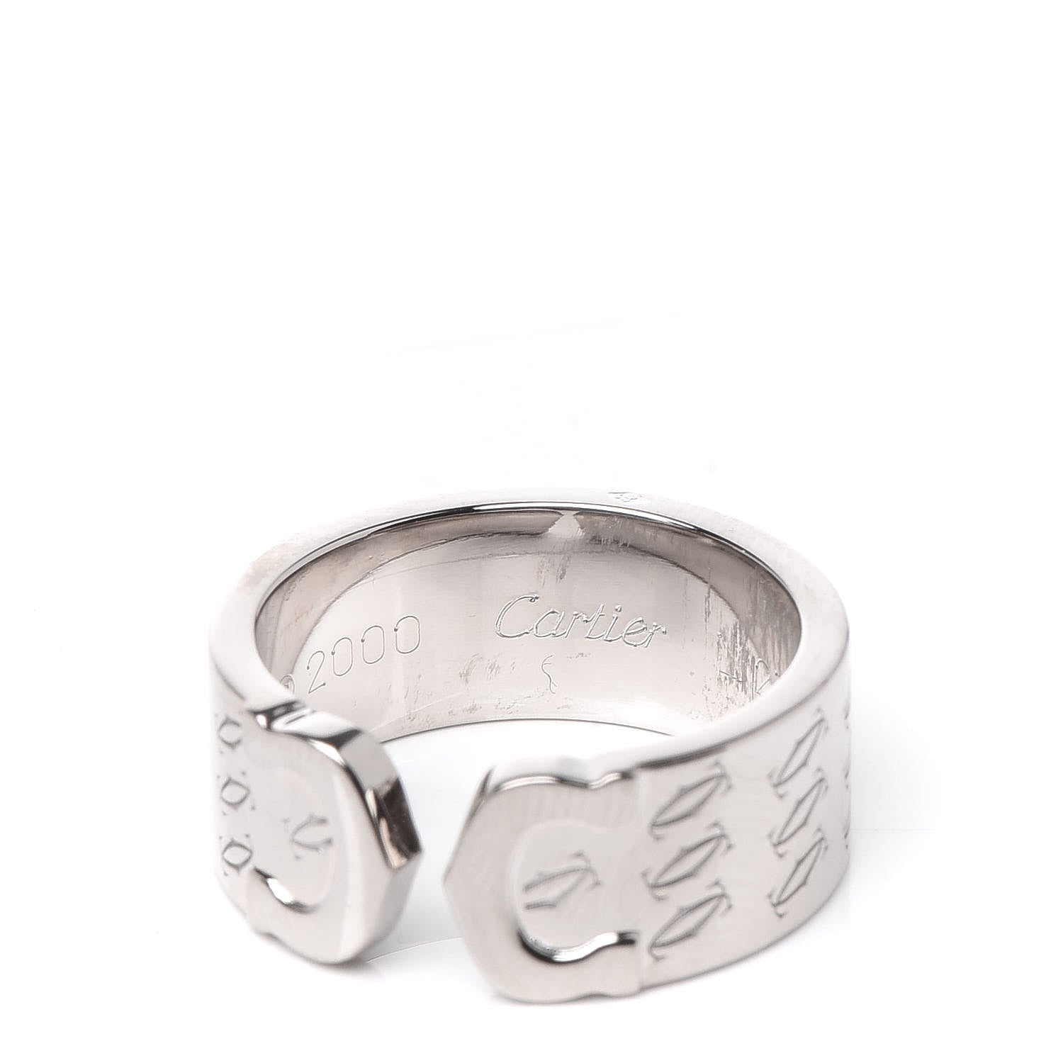 Cartier 18K White Gold C De Christmas Ring 53 6.25 4 of 6