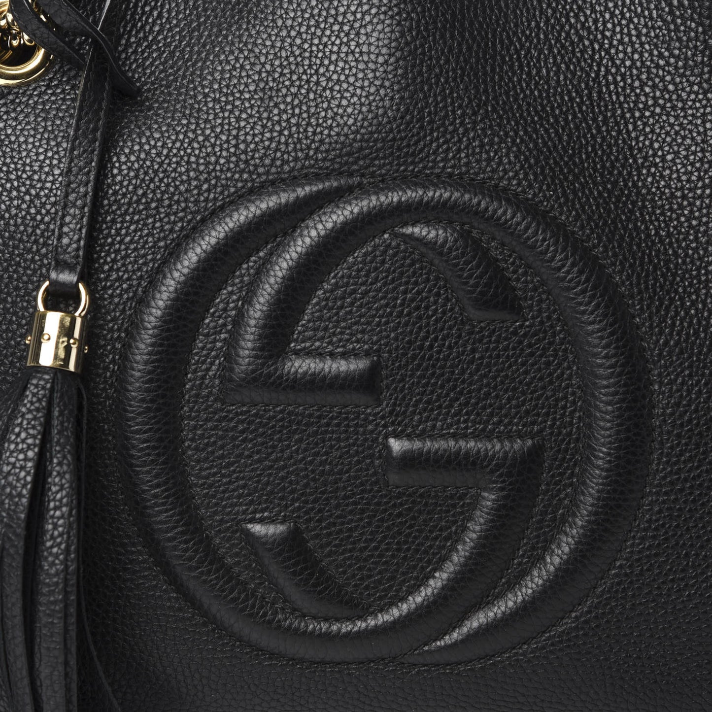Pebbled Calfskin Medium Soho Chain Shoulder Bag Black