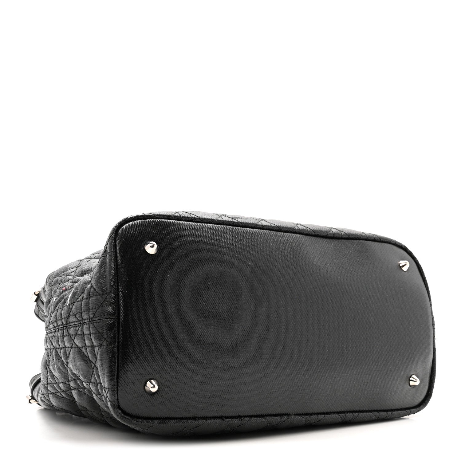 Christian Dior Coated Canvas Cannage Medium Panarea Tote Black 4 of 16