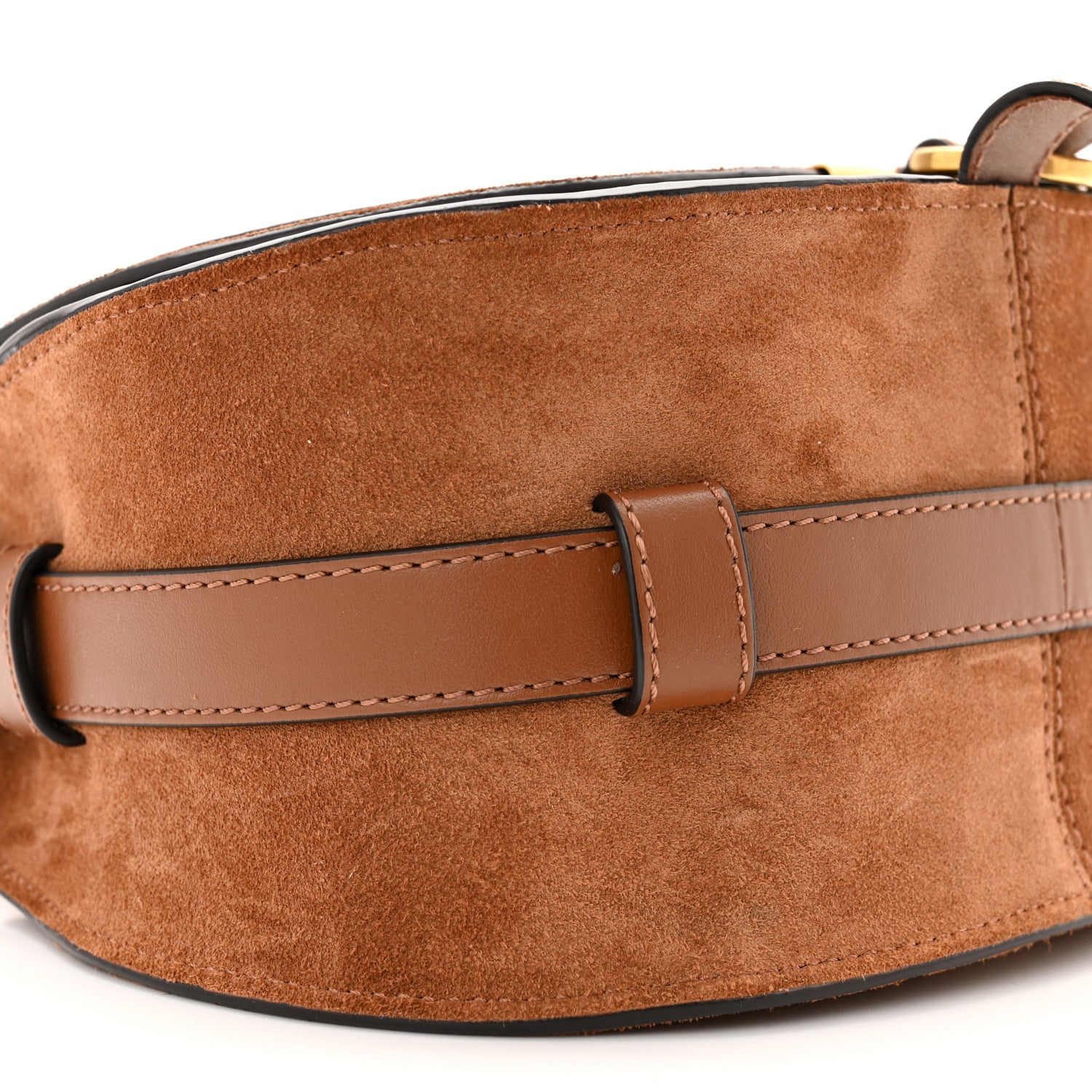 Chloe Suede Calfskin Mini Marcie Round Crossbody Bag Tan 9 of 10
