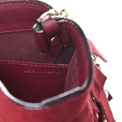 Burberry Suede Fringe Mini Bucket Bag Cherry 7 of 12