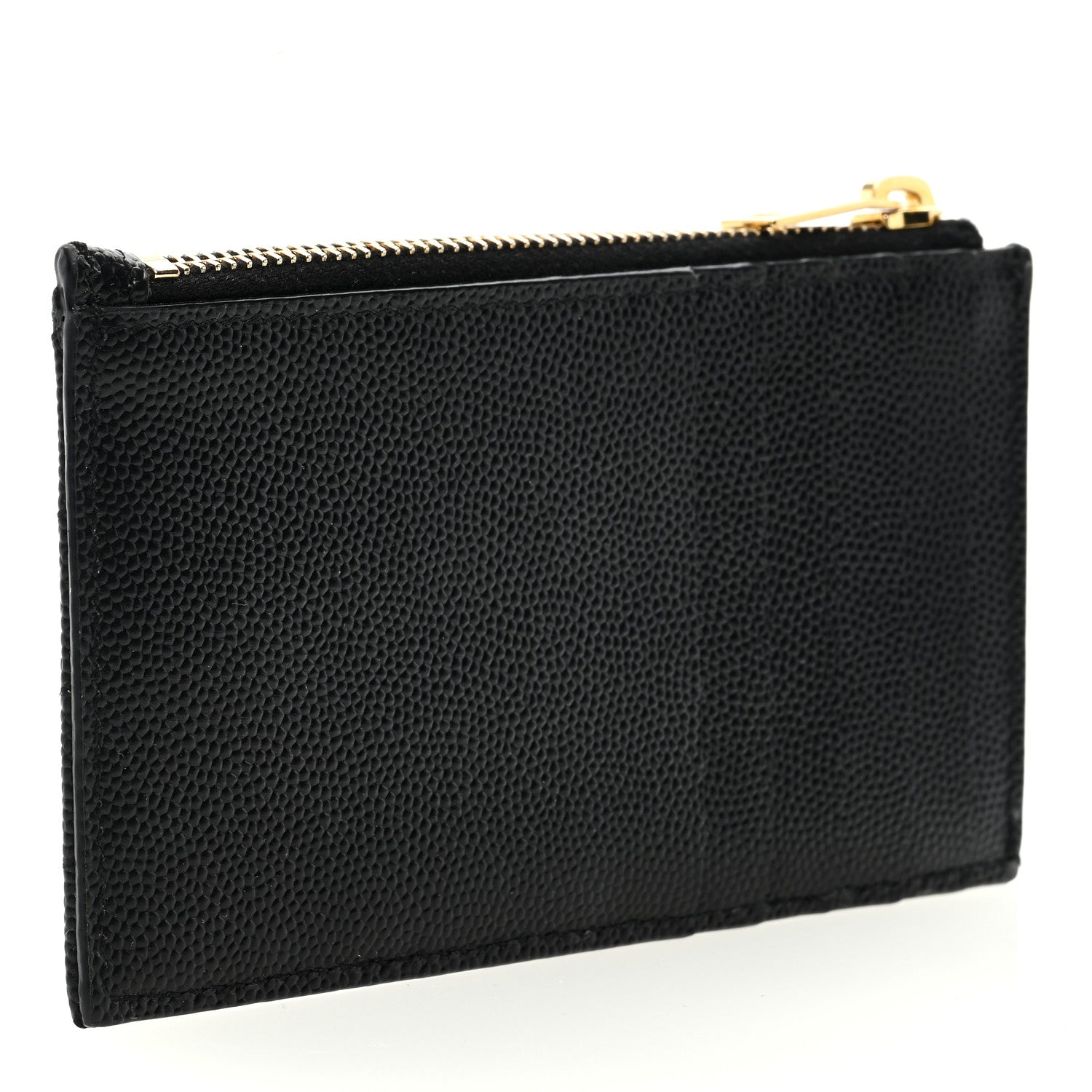 Saint Laurent Monogram Grain de Poudre 5 Fragments Zip Pouch Card Holder Black 3 of 6