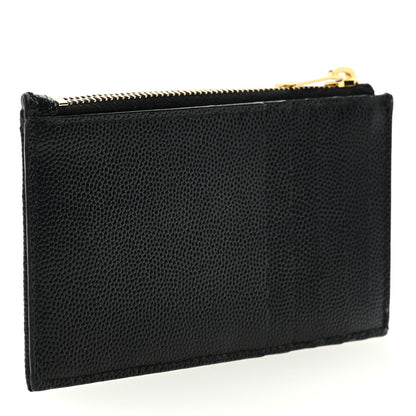 Saint Laurent Monogram Grain de Poudre 5 Fragments Zip Pouch Card Holder Black 3 of 6