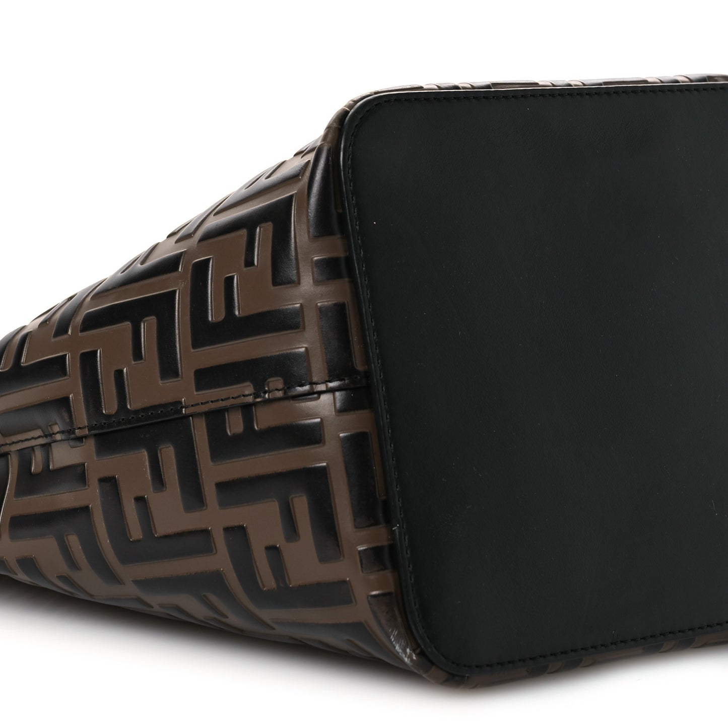 Vitello Grace F is Fendi Bi-Color FF 1974 Embossed Grande Mon Tresor Bucket Bag Maya Black Fragola