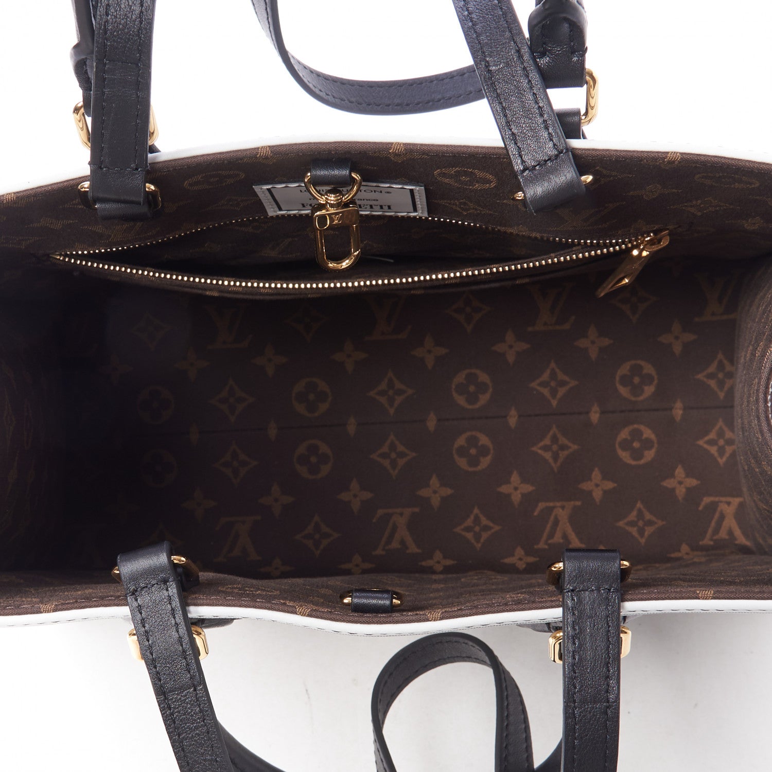 Louis Vuitton X FORNASETTI Calfskin Architettura Onthego MM Black White 7 of 8