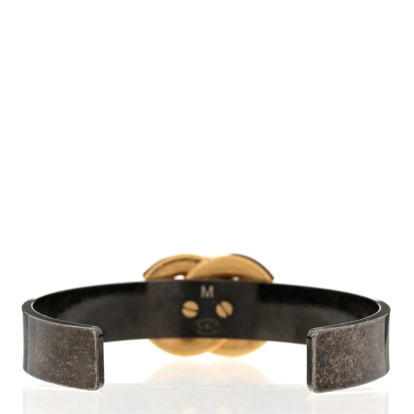 Ruthenium Gold Logo Cuff Bracelet M Black