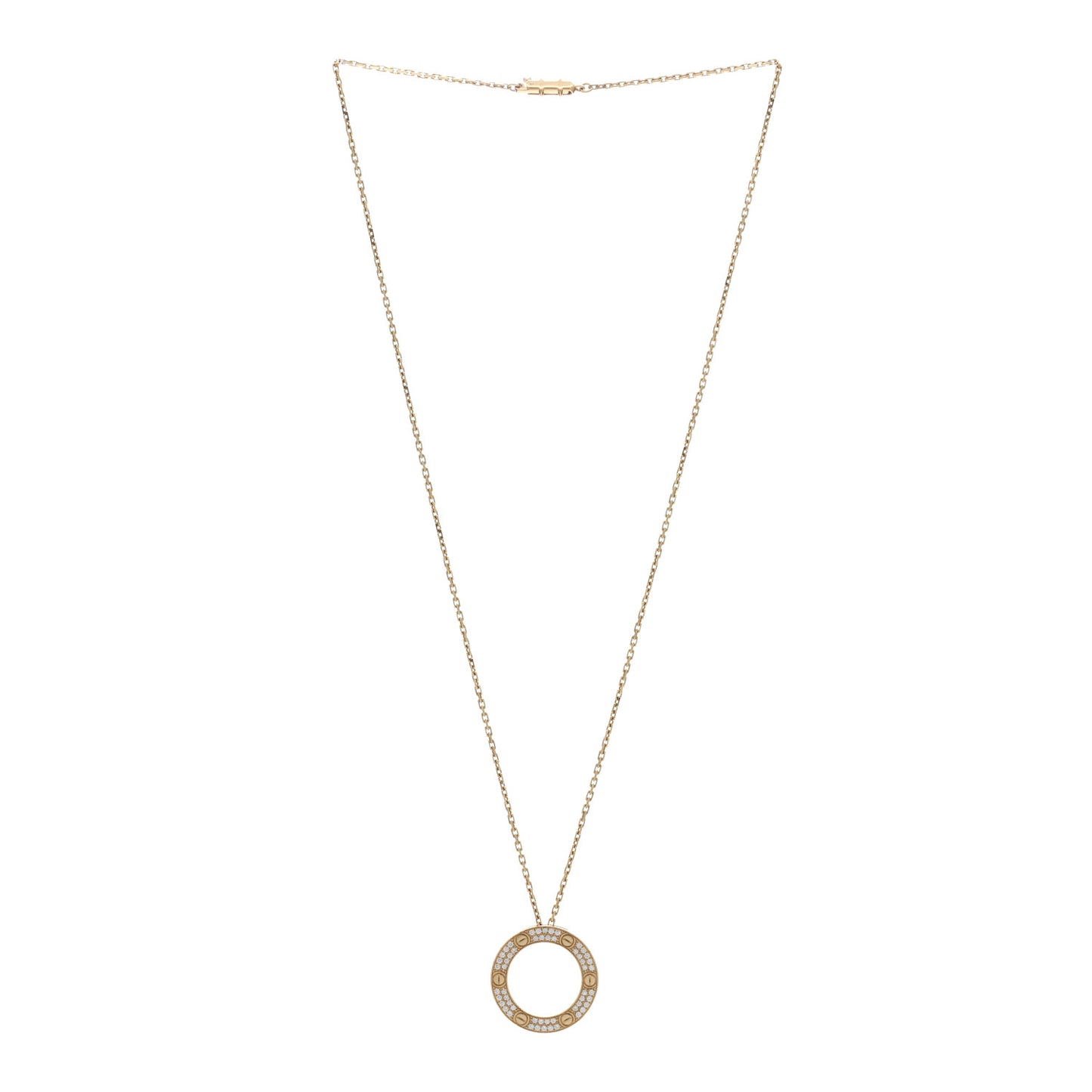 18K Yellow Gold Diamond LOVE Paved Necklace