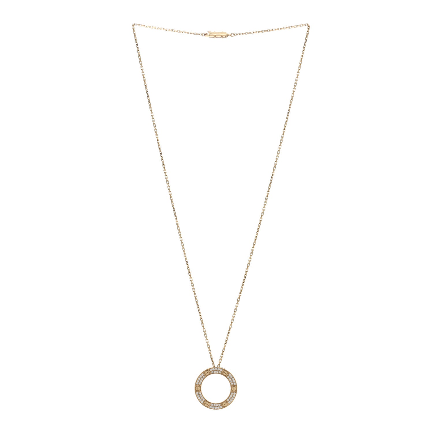 Cartier 18K Yellow Gold Diamond LOVE Paved Necklace 3 of 5