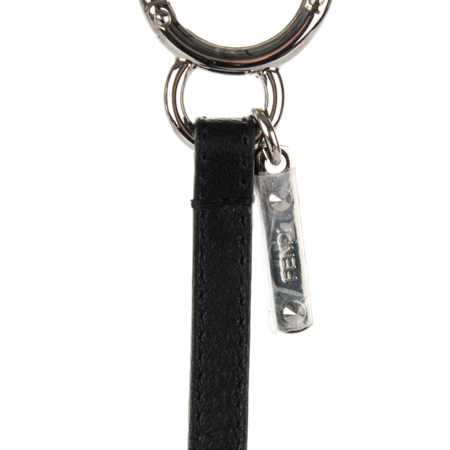 Fox Mink Goat Fur Nappa Karlito Bag Charm Black White Rosa