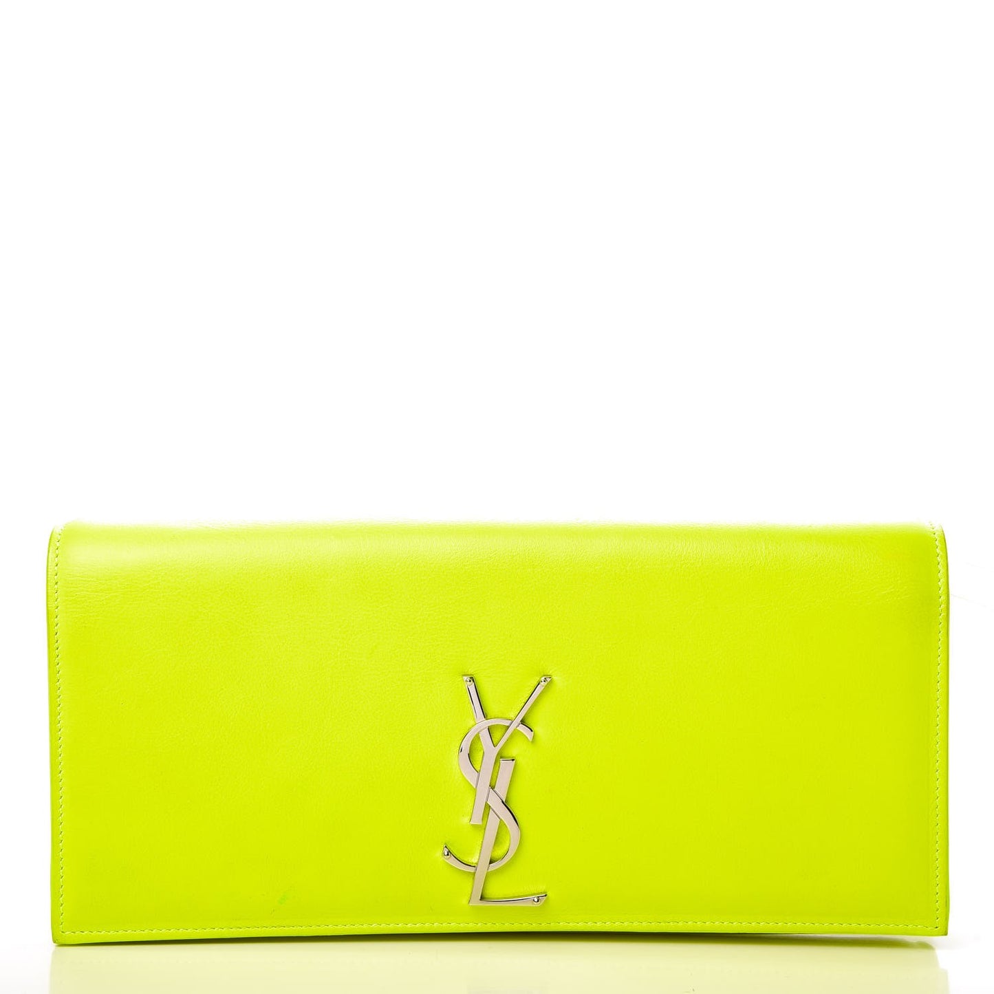 Calfskin Classic Monogram Clutch Neon Yellow