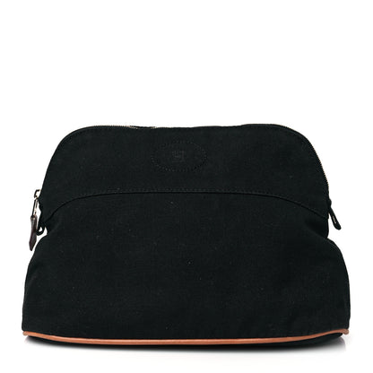 Hermes Cotton Canvas Bolide Travel Cosmetic Pouch MM Black 1 of 11