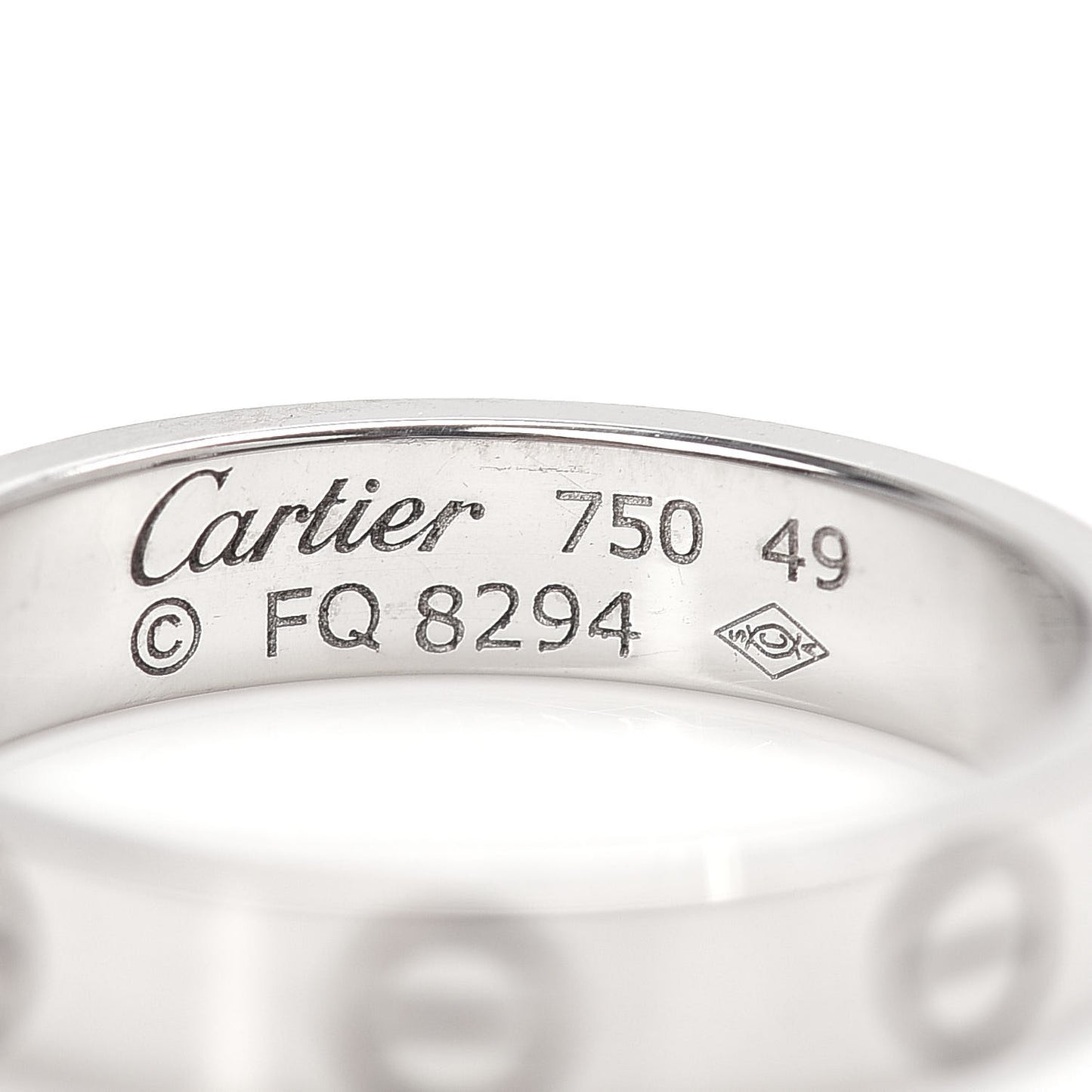 18K White Gold 3.5mm LOVE Wedding Band Ring 49 4.75