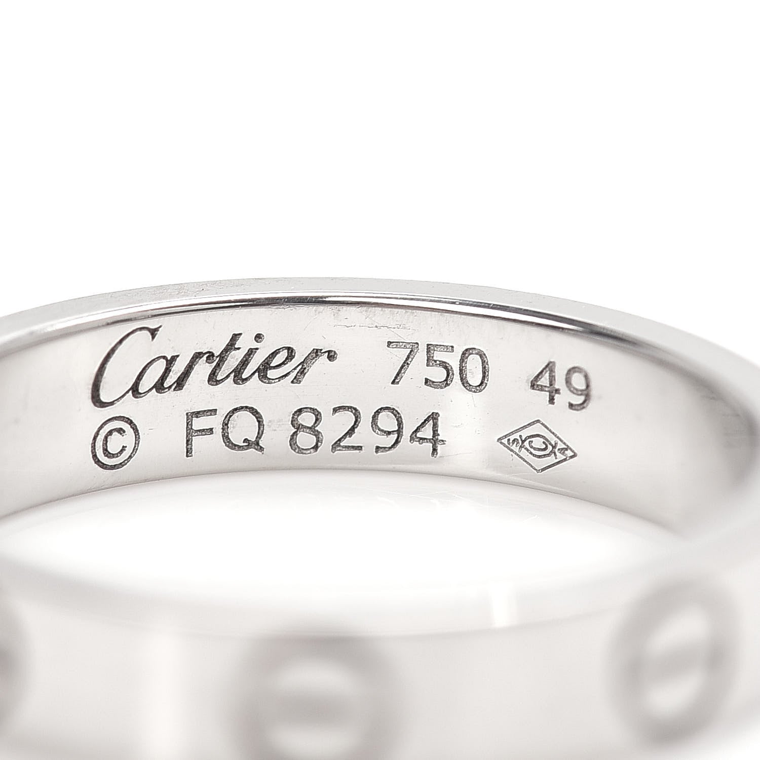 Cartier 18K White Gold 3.5mm LOVE Wedding Band Ring 49 4.75 4 of 4