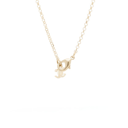 Chanel Resin Crystal CC Heart Necklace Pearly White Gold 4 of 6