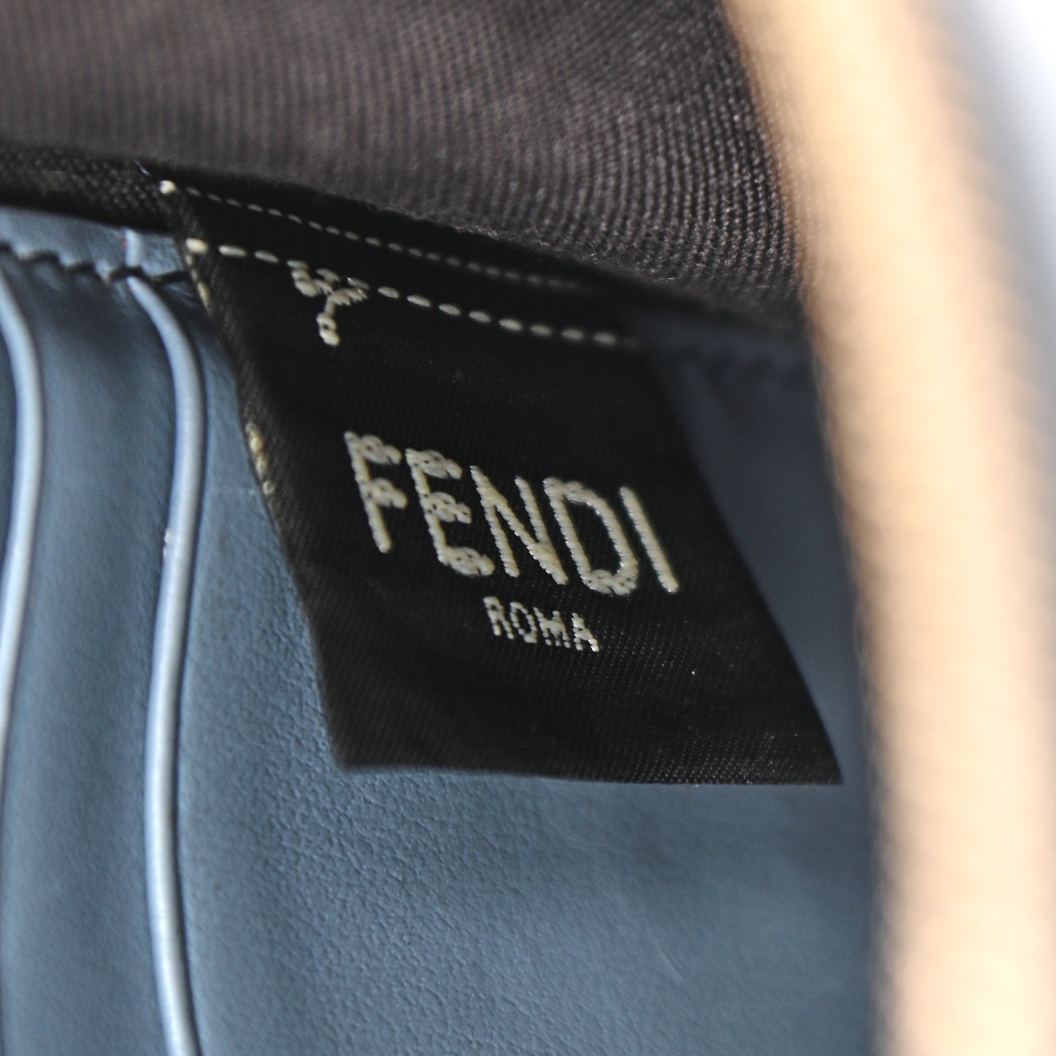 Fendi Vitello Cruise F is Fendi Bi-Color FF 1974 Embossed Medium Envelope Wallet On Chain Maya Black Azzurro Merlino 7 of 12