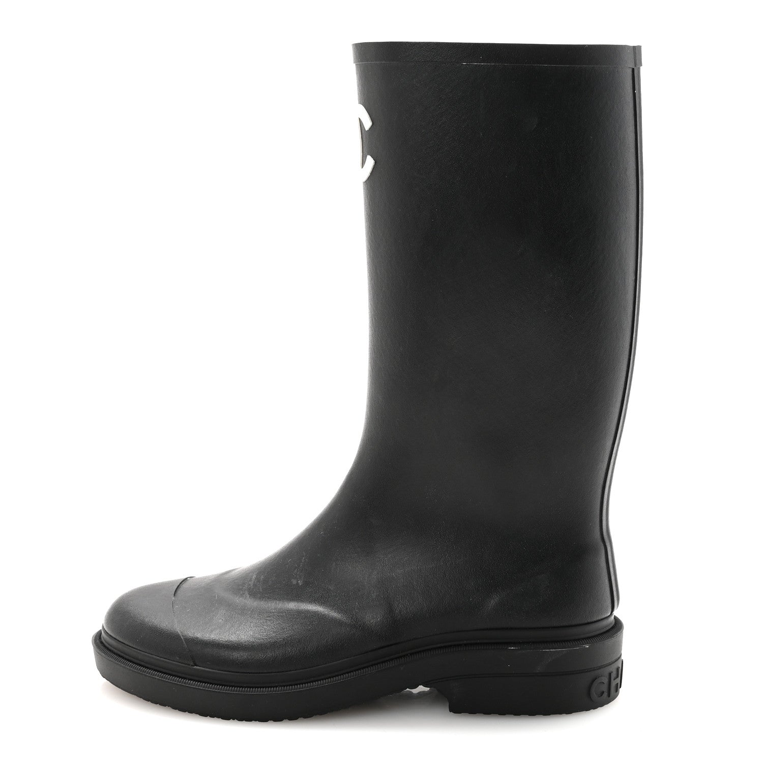Chanel Caoutchouk CC High Boots 38 Black 1 of 9