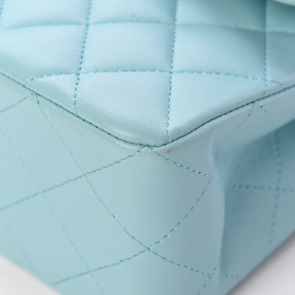 Chanel Lambskin Quilted Small Double Flap Light Blue 13 of 17