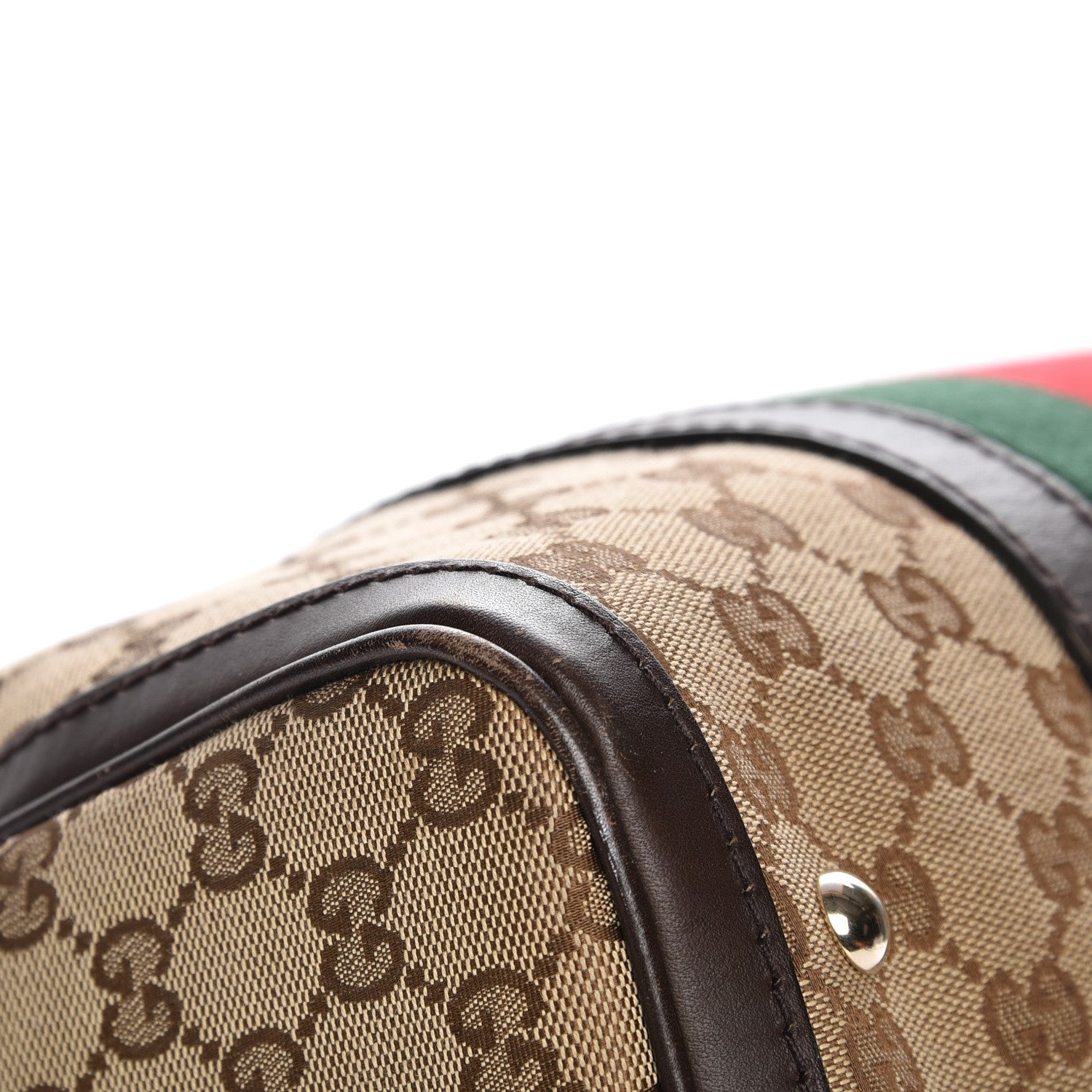 Gucci Monogram Vintage Web Medium Boston Dark Brown 12 of 15