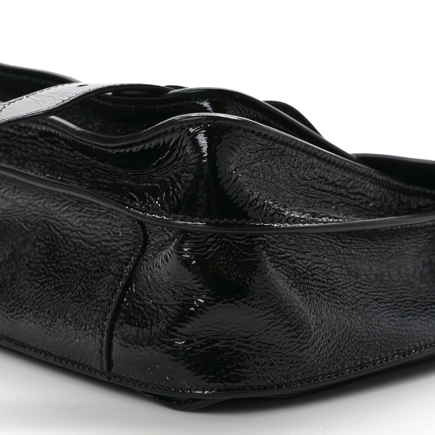 Crinkled Patent Calfskin Medium PS1 Satchel Black