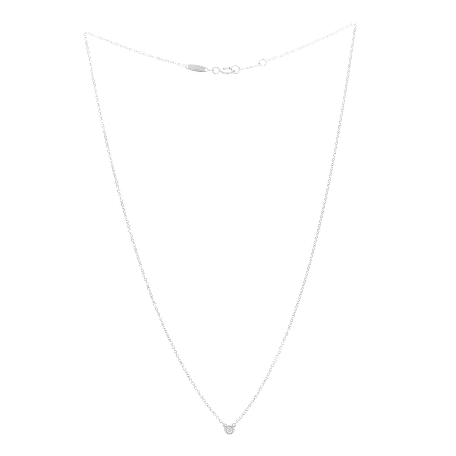 Tiffany Sterling Silver Diamond .03ct Elsa Peretti Diamonds by the Yard Pendant Necklace 3 of 5