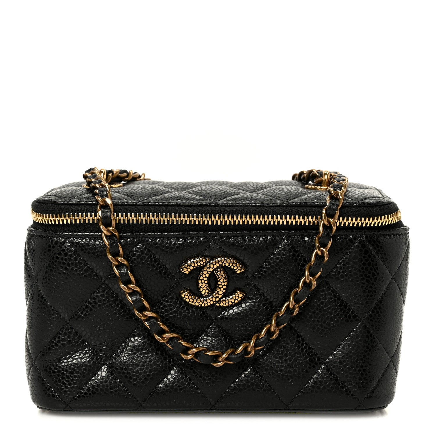 Chanel Grained Lambskin Quilted Small Vanity Case With Chain Black 1 of 11